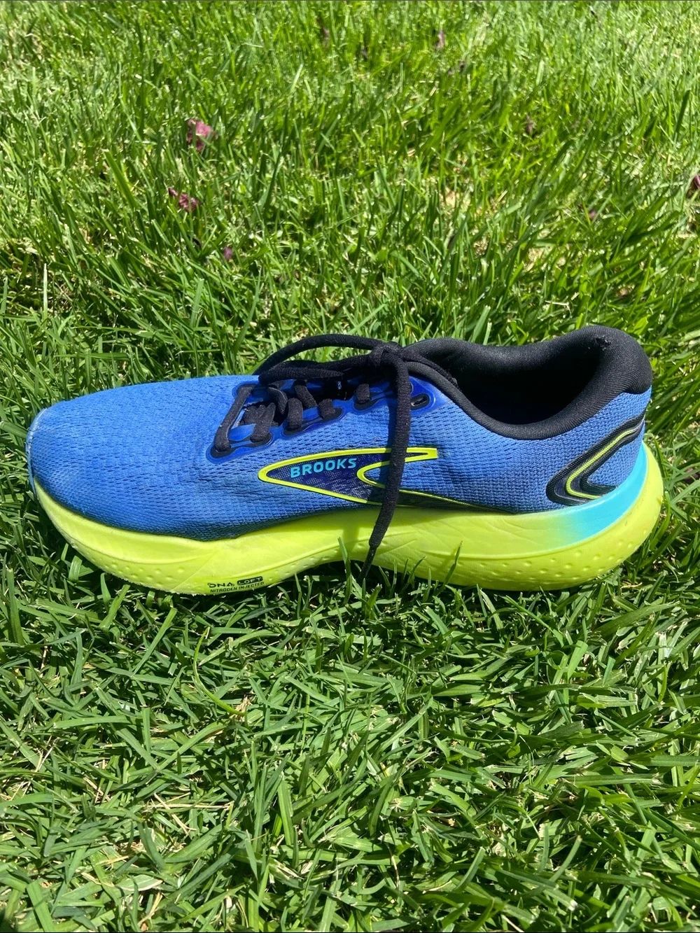 Brooks Men’s Blue and Neon Green Athletic Running Shoes